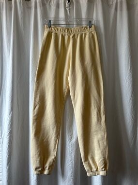 American Giant Pale Yellow Sweatpants – Elastic Waist & Cuffed Ankles
